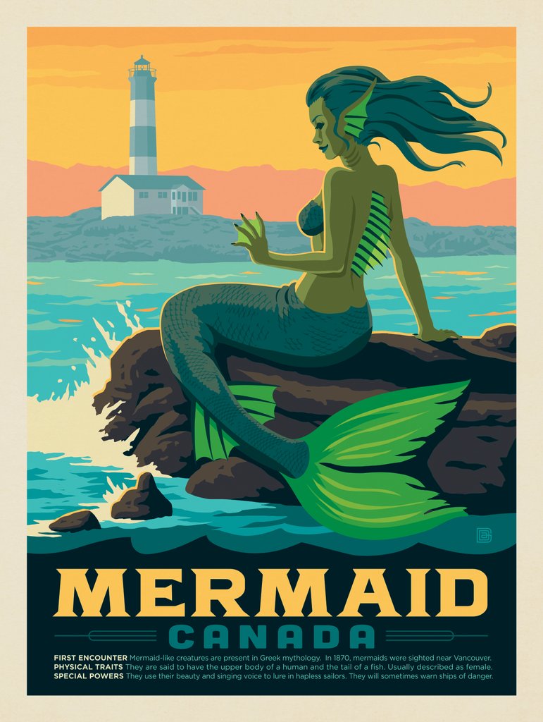 Mythical Creatures: Mermaid (Canada) - Metal Sign - Artwork