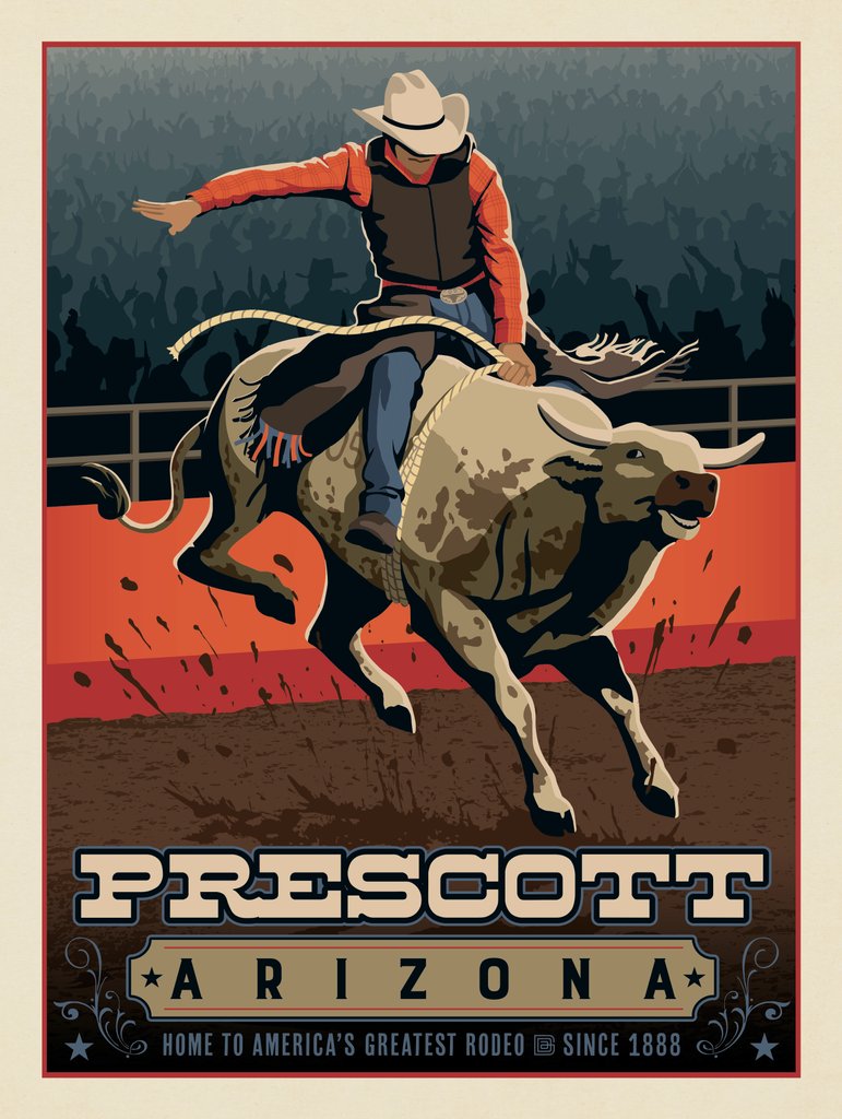 Prescott, Arizona: Frontier Days Rodeo - Canvas - Artwork