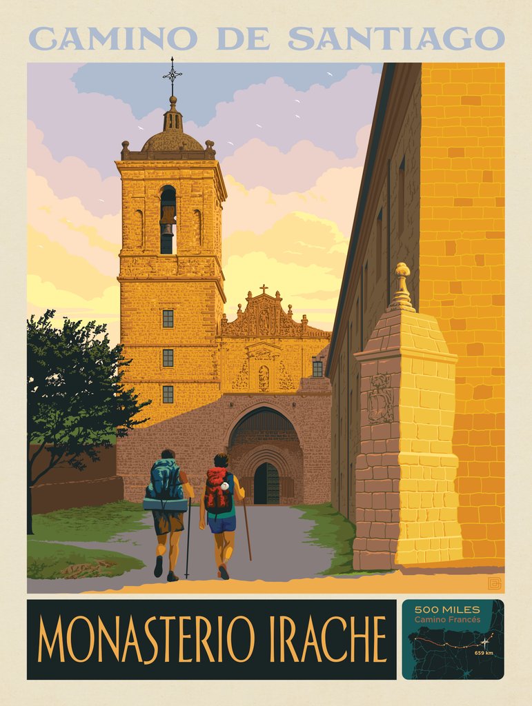Camino De Santiago Trail: 04 Monasterio Irache - Postcards - Artwork