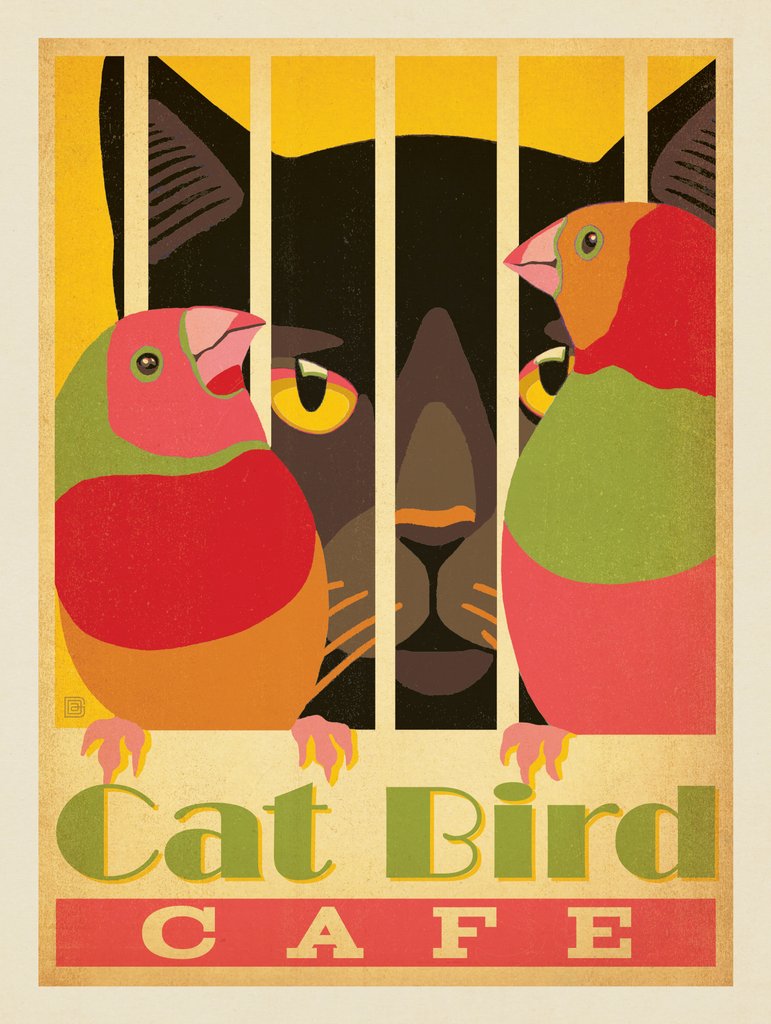 Cat Bird Cafe - Postcards - Artwork