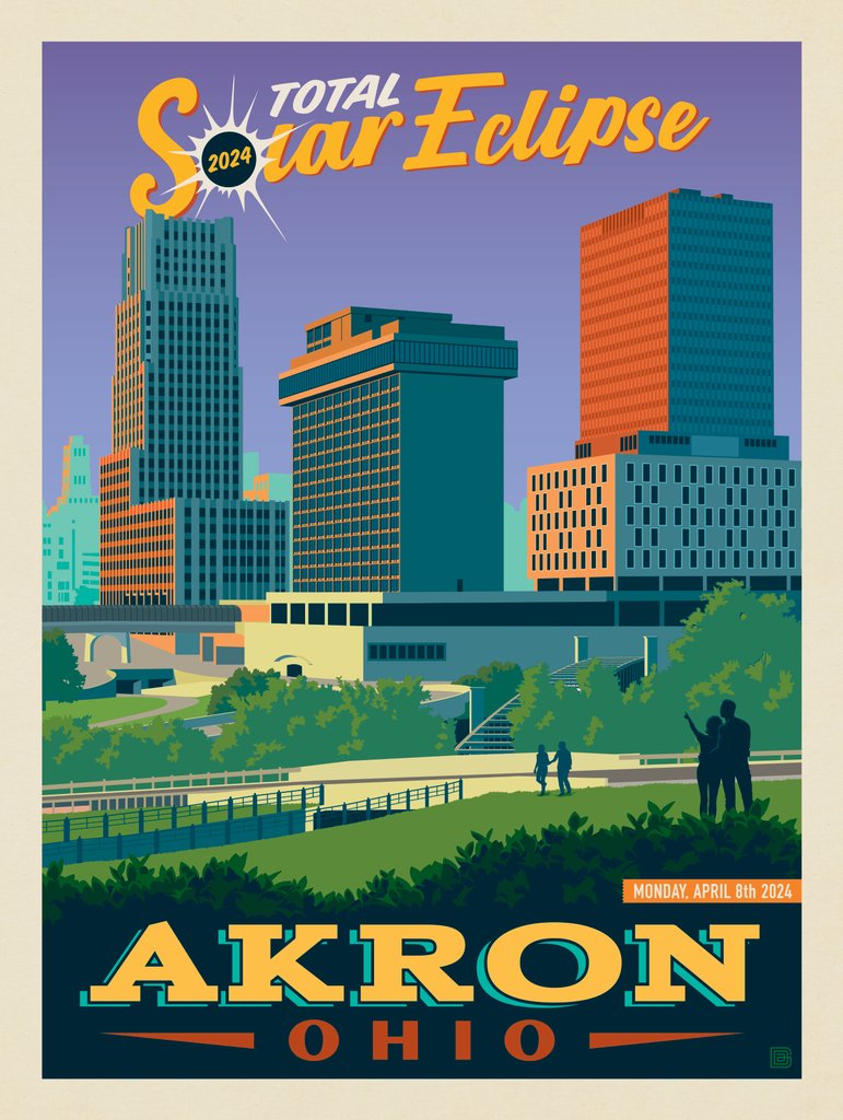 2024 Total Solar Eclipse: Akron, OH - Postcards - Artwork