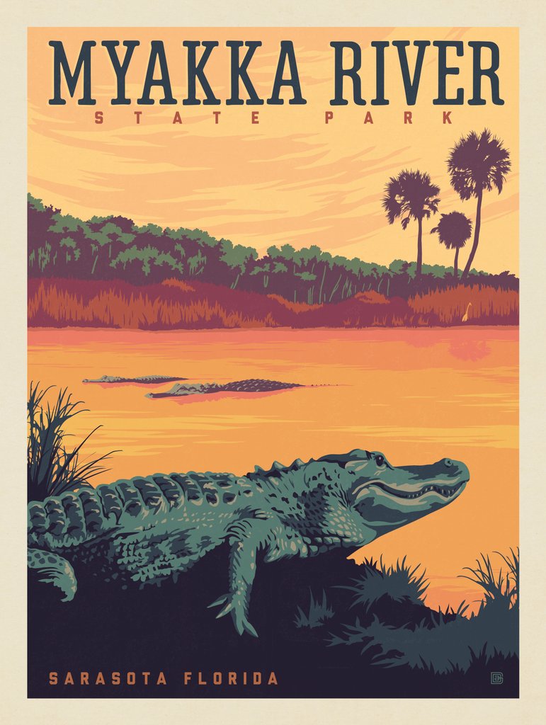 Myakka River State Park, Florida - Metal Sign - Artwork
