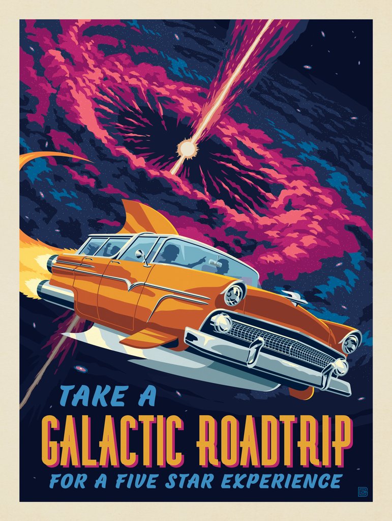 Galactic Road Trip: A Five Star Experience - Art Print - Artwork