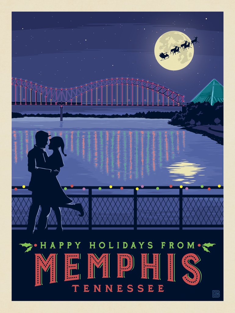 Happy Holidays From Memphis! - Metal Sign - Artwork