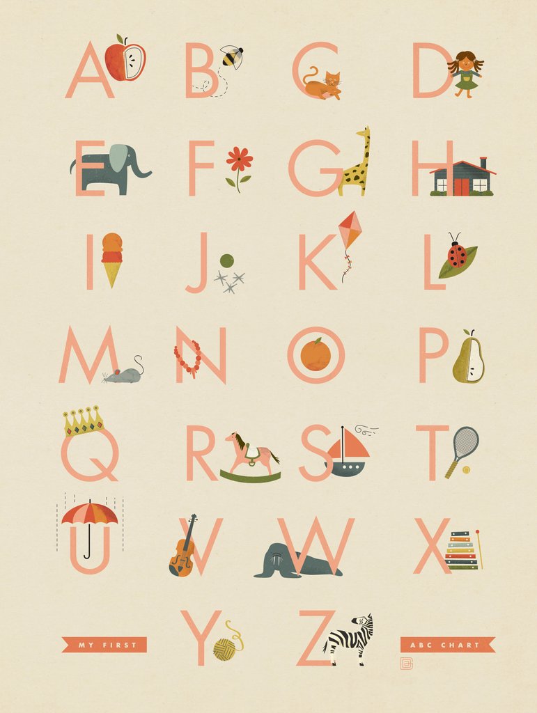 My First Alphabet: Girl - Metal Sign - Artwork
