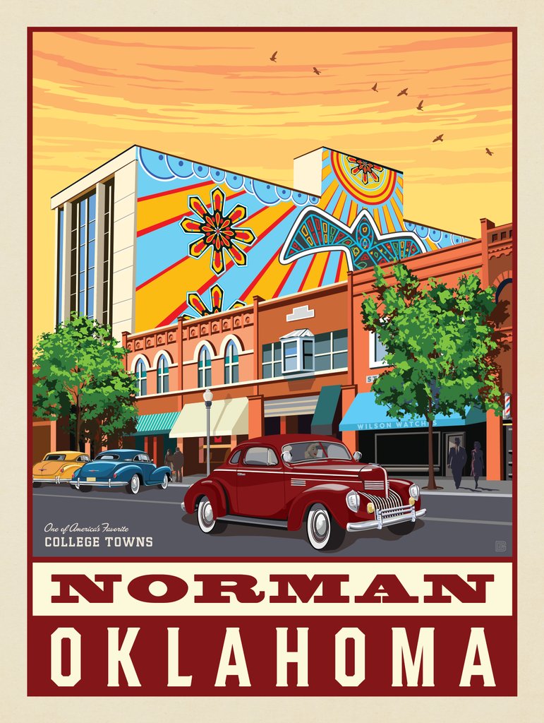 American College Towns: Norman, Oklahoma - Canvas - Artwork