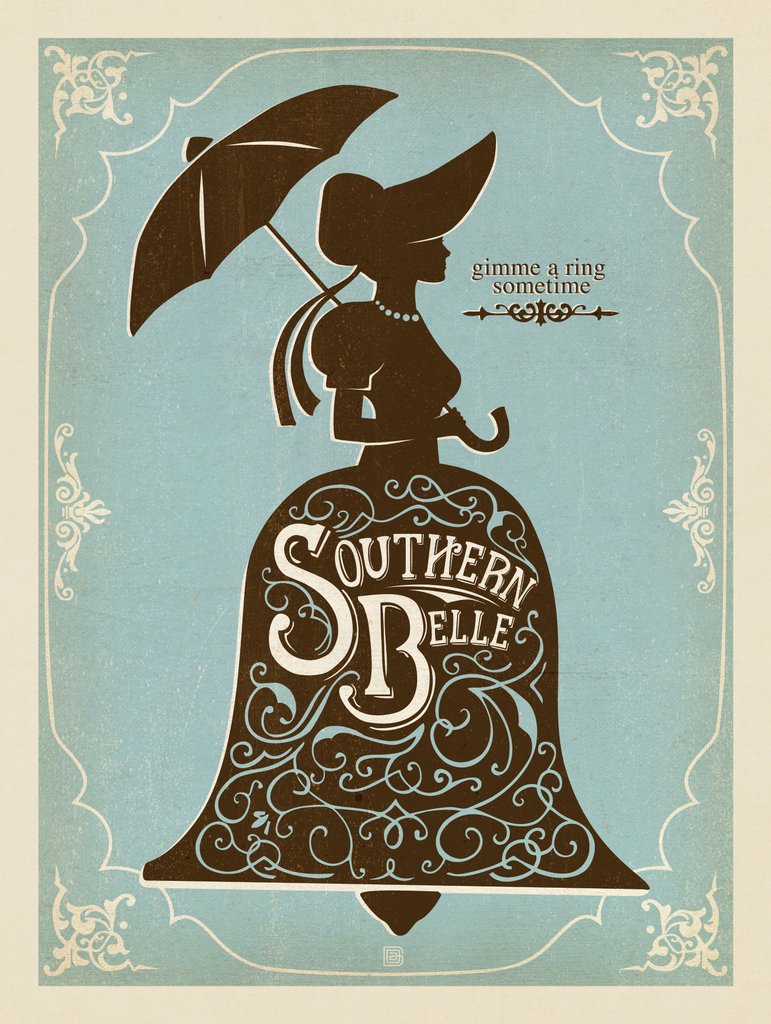 Southern Belle - Metal Sign - Artwork