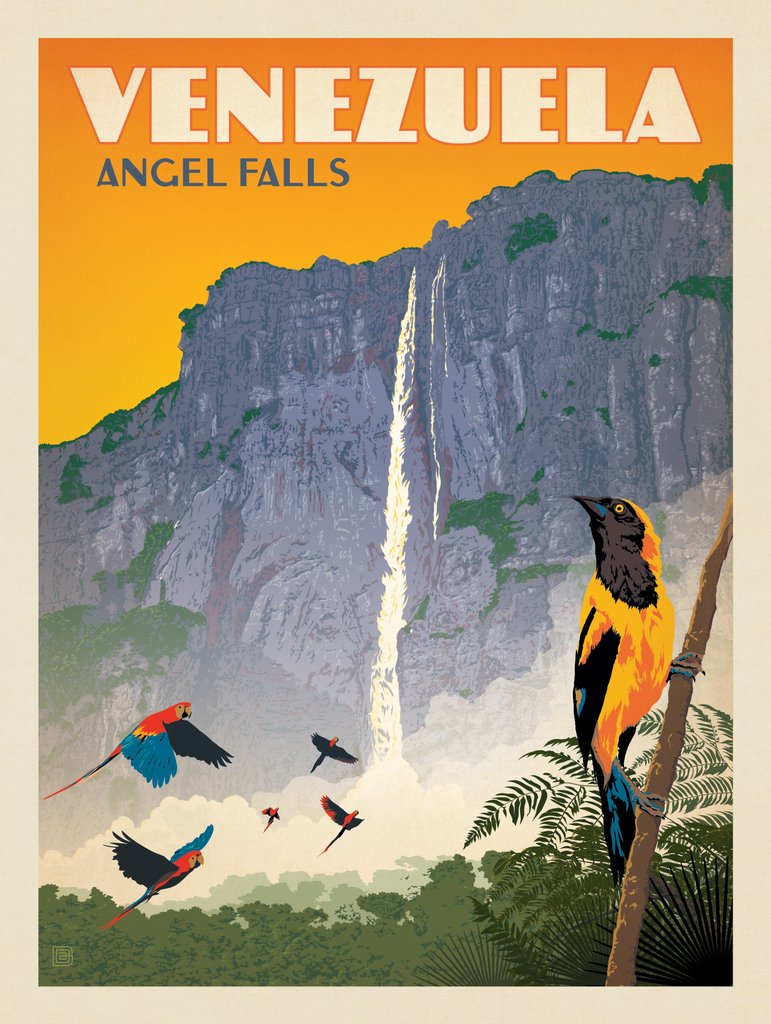 Venezuela: Angel Falls - Notecards - Artwork