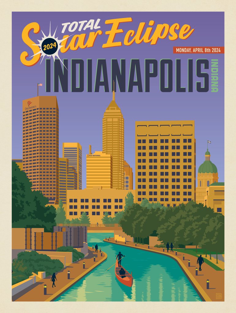 2024 Total Solar Eclipse: Indianapolis, Indiana - Canvas - Artwork