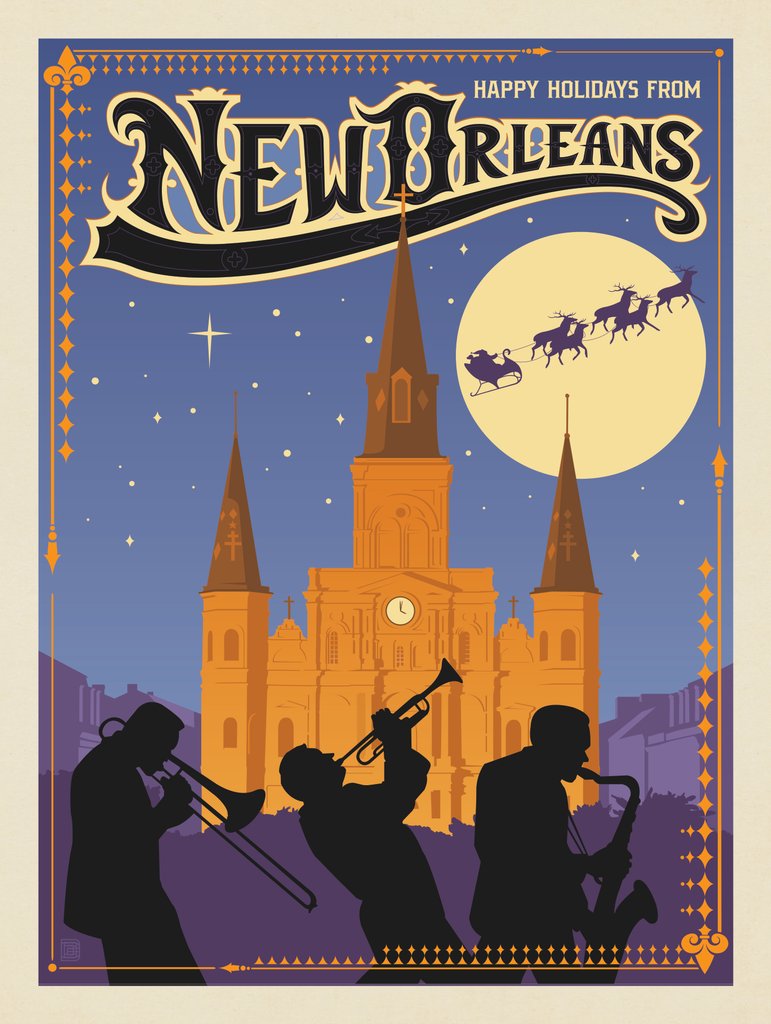 Happy Holidays from New Orleans! - Art Print - Artwork