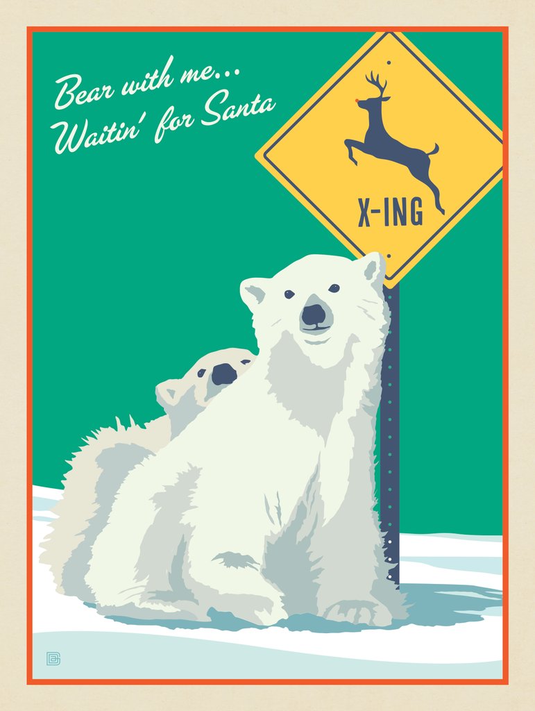 Bear With Me... Waitin' For Santa - Notecards - Artwork
