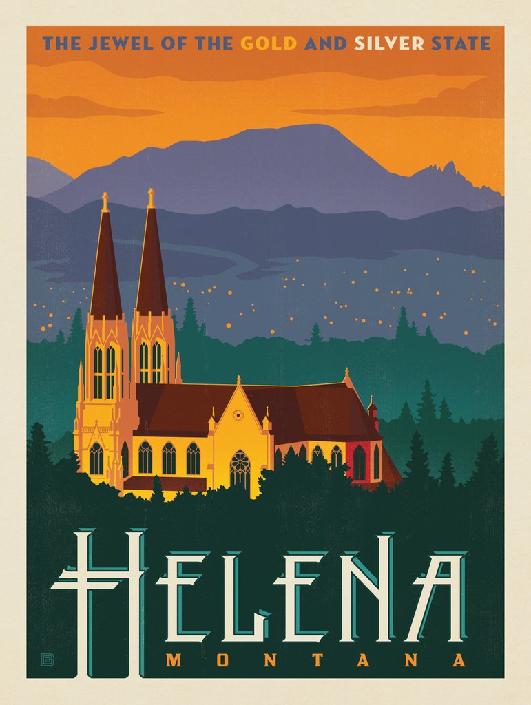 Helena, Montana - Metal Sign - Artwork