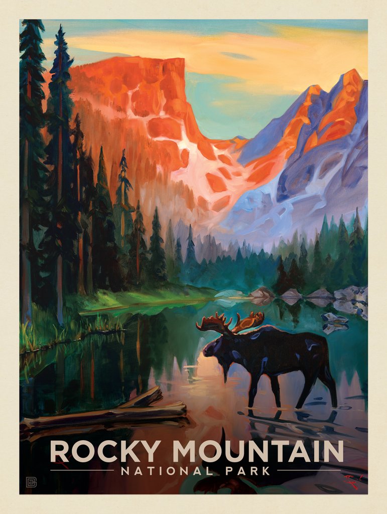 Rocky Mountain National Park: Moose In The Morning-KC - Notecards - Artwork