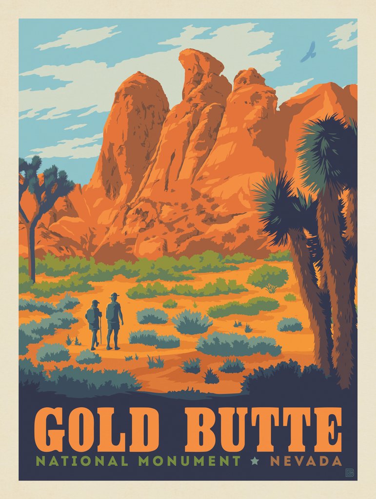 Gold Butte National Monument, Nevada - Metal Sign - Artwork