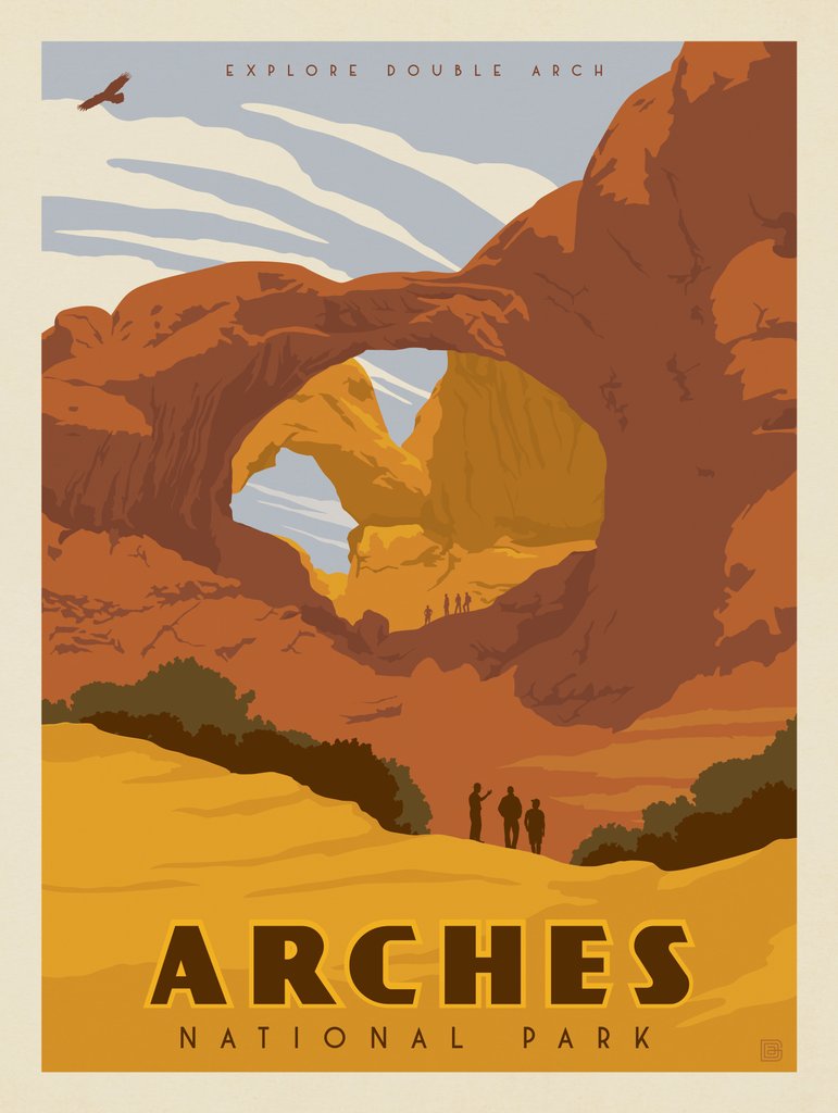 Arches National Park: Double Arch - Metal Sign - Artwork