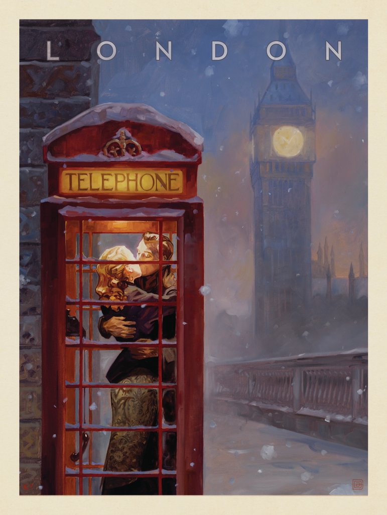 England: London Phone Booth - Metal Sign - Artwork