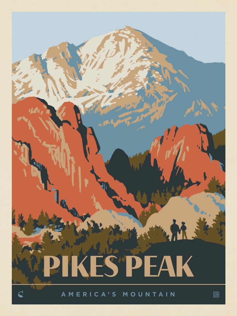 USA-Pikes Peak, CO: Hiker's Delight - Postcards - Artwork