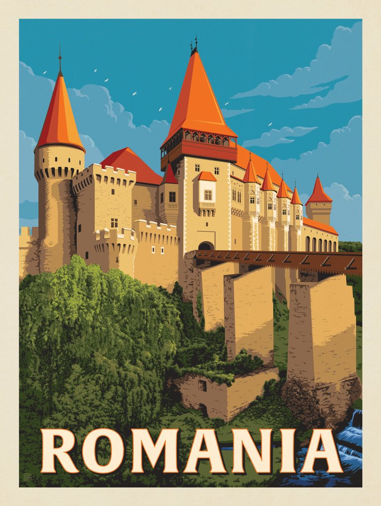 Romania - Metal Sign - Artwork