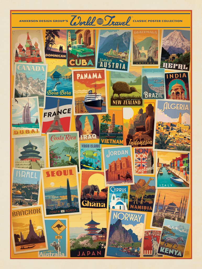 World Travel Collage Print - Postcards - Artwork