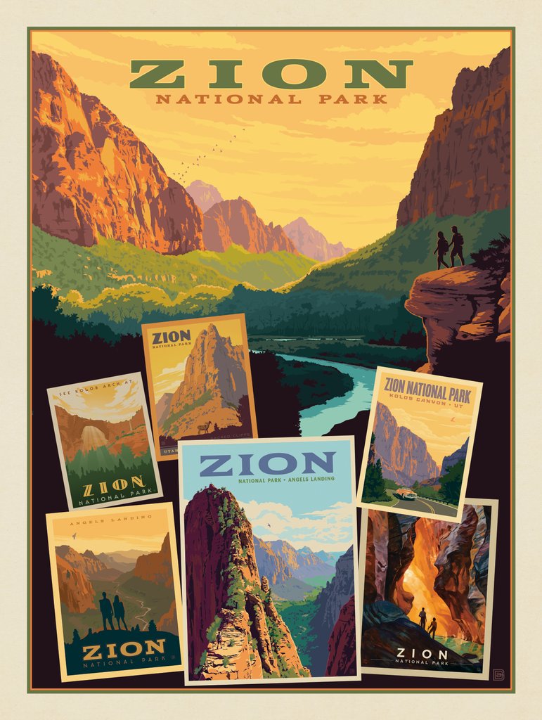 Zion National Park: Collage Print - Metal Sign - Artwork