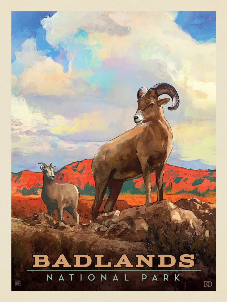 Badlands National Park: Bighorn Sheep - Canvas - Artwork