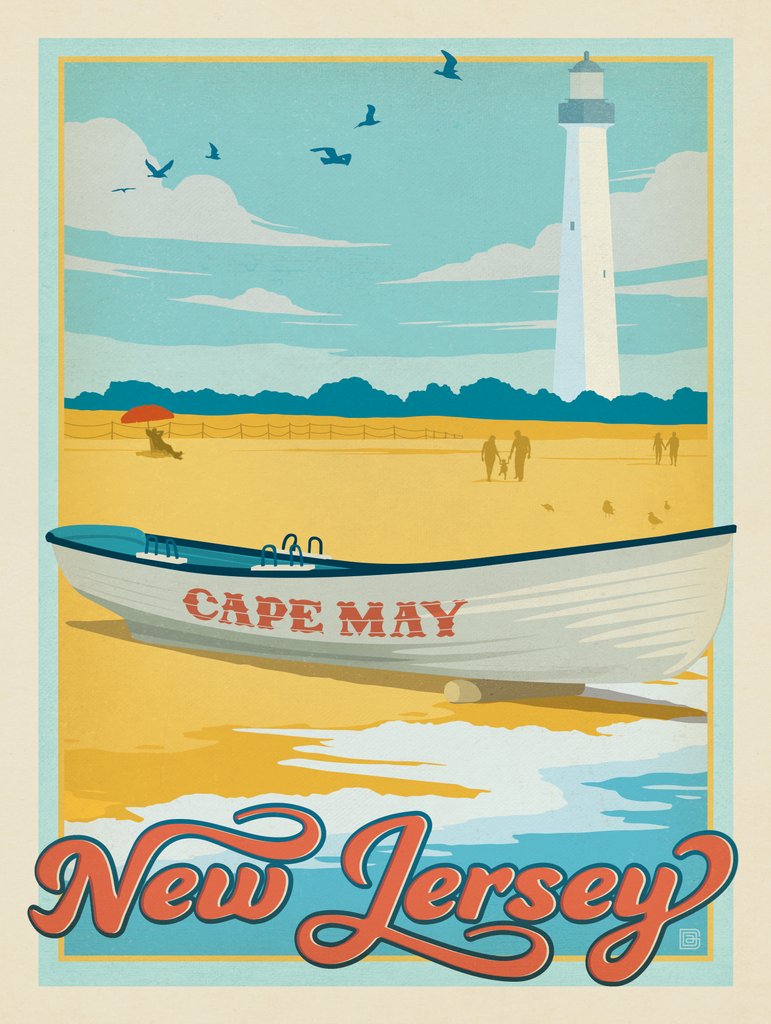 New Jersey: Cape May - Metal Sign - Artwork