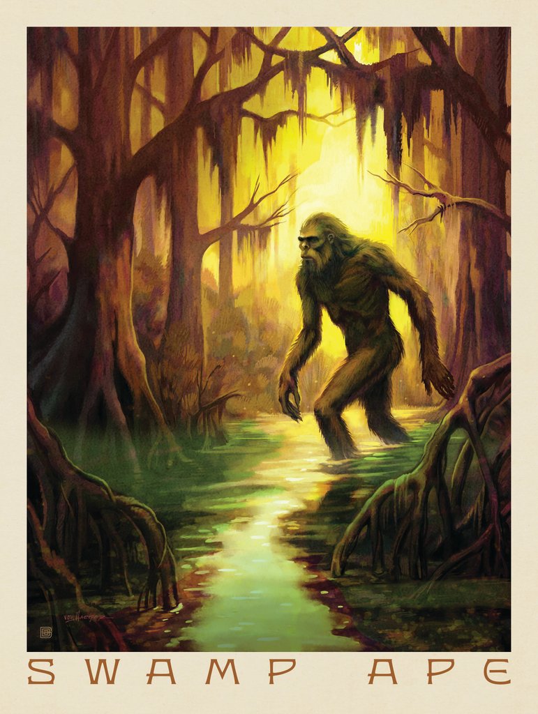 Legends Of The National Parks: Swamp Ape Sighting - Postcards - Artwork