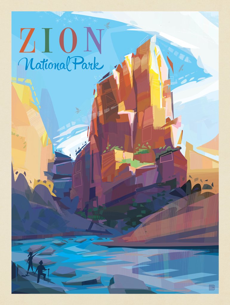 Zion National Park: Angels Landing (Mod Design) - Art Print - Artwork