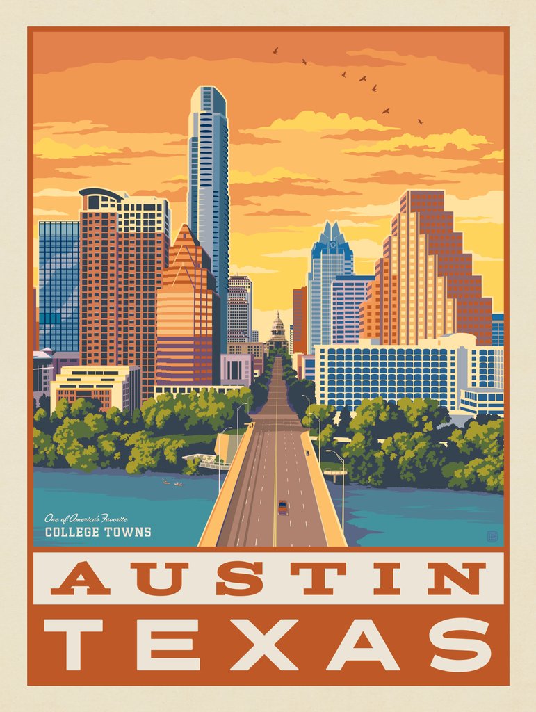 American College Towns: Austin, Texas - Canvas - Artwork