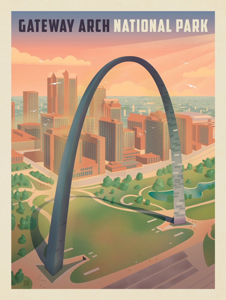 Gateway Arch National Park: Skyline Overview - Notecards - Artwork