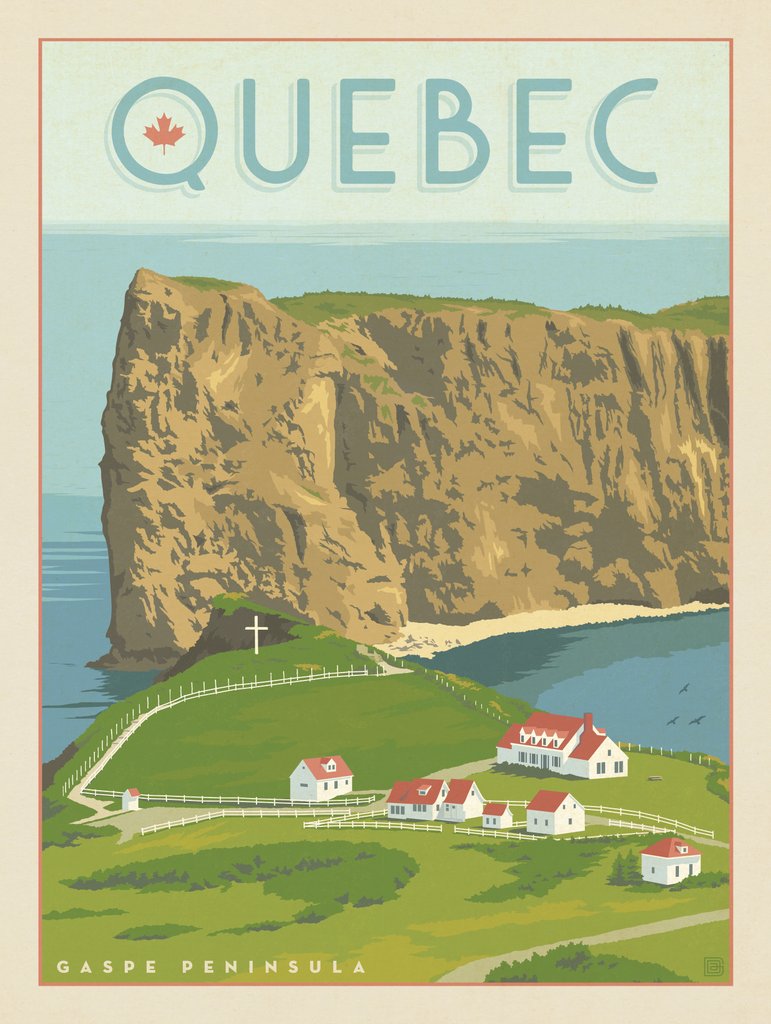 Canada: Quebec's Perce Gaspe Peninsula - Metal Sign - Artwork