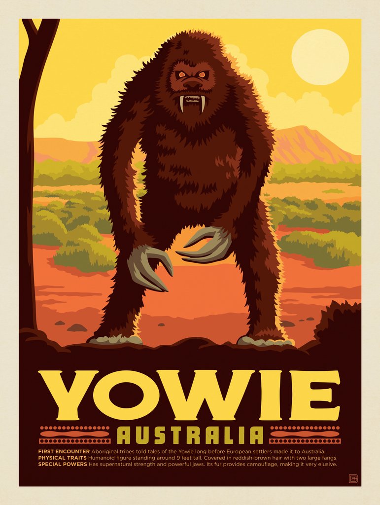 Mythical Creatures: Yowie (Australia) - Metal Sign - Artwork
