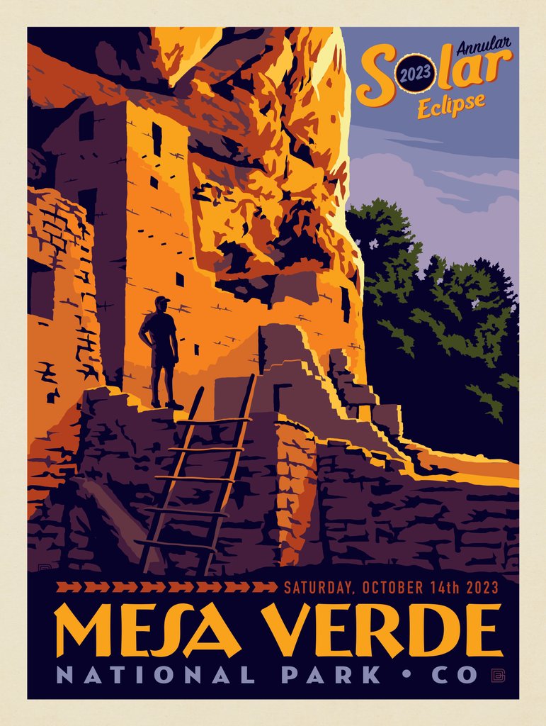 Annular Solar Eclipse: 2023 Mesa Verde National Park - Metal Sign - Artwork