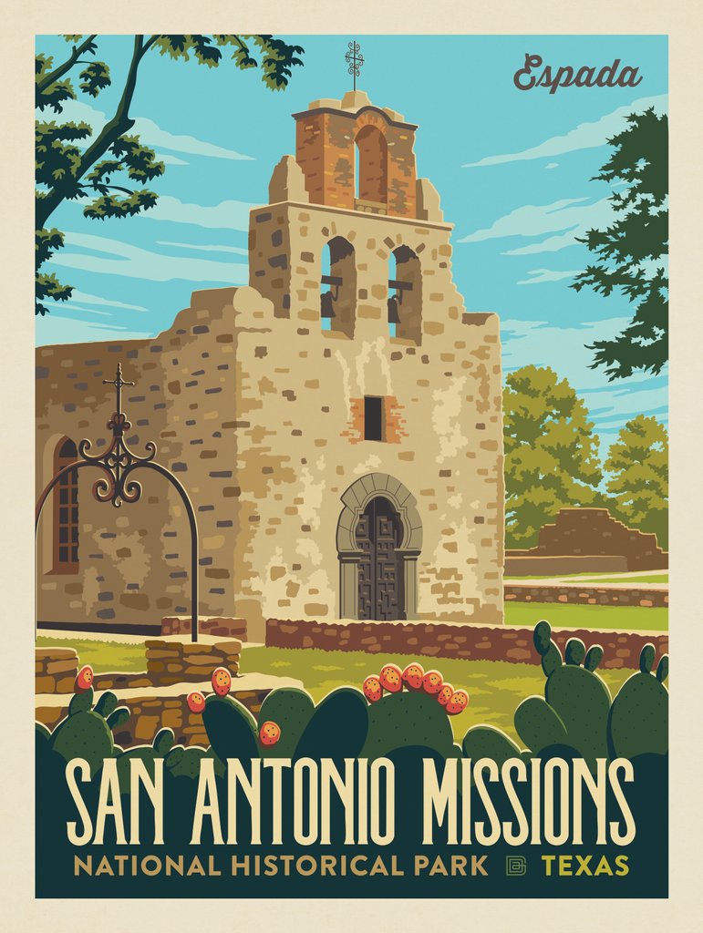 San Antonio Missions National Historic Park: Espada - Postcards - Artwork