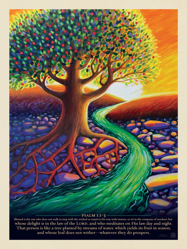 Psalm 1:1-3 - Postcards - Artwork