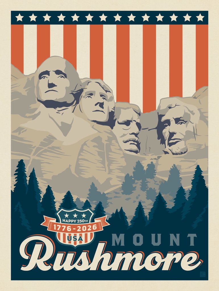 250th Anniversary USA: Mount Rushmore - Notecards - Artwork