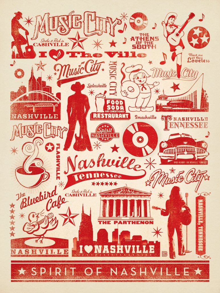 Music City Pattern Print - Notecards - Artwork