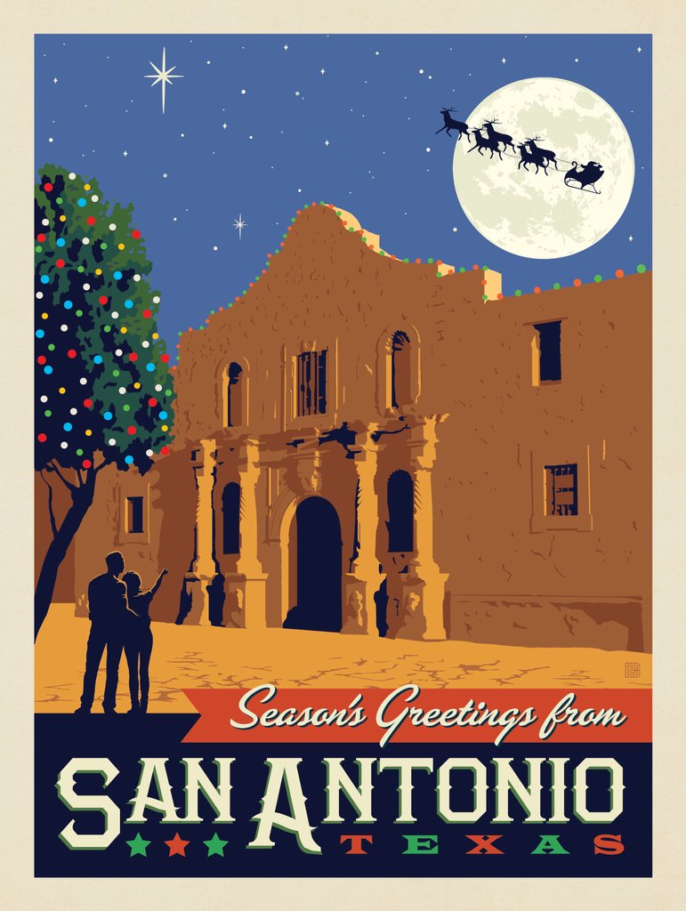 Season's Greetings From San Antonio, TX - Canvas - Artwork