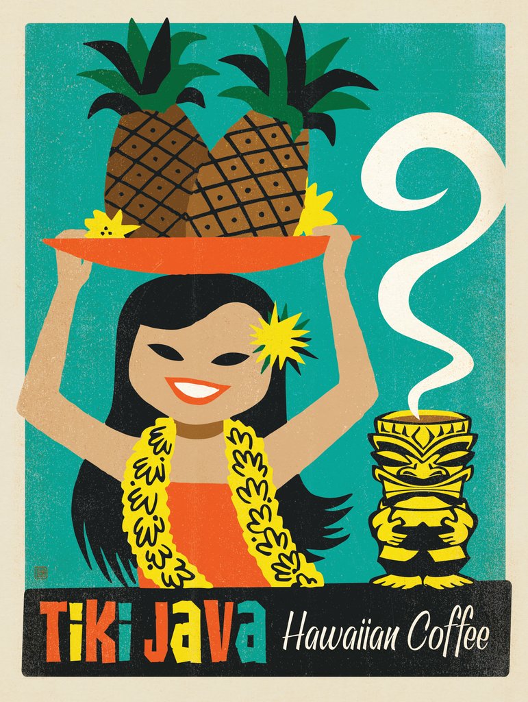 Tiki Java Hawaiian Coffee - Notecards - Artwork