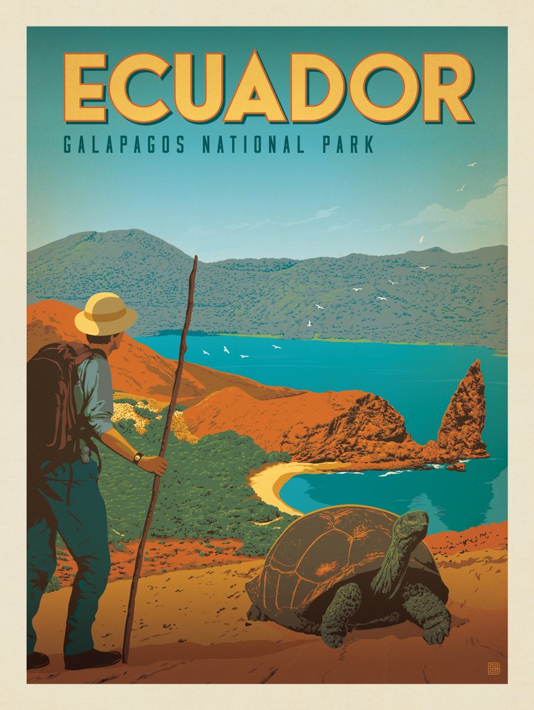 Ecuador: Galapagos National Park - Metal Sign - Artwork