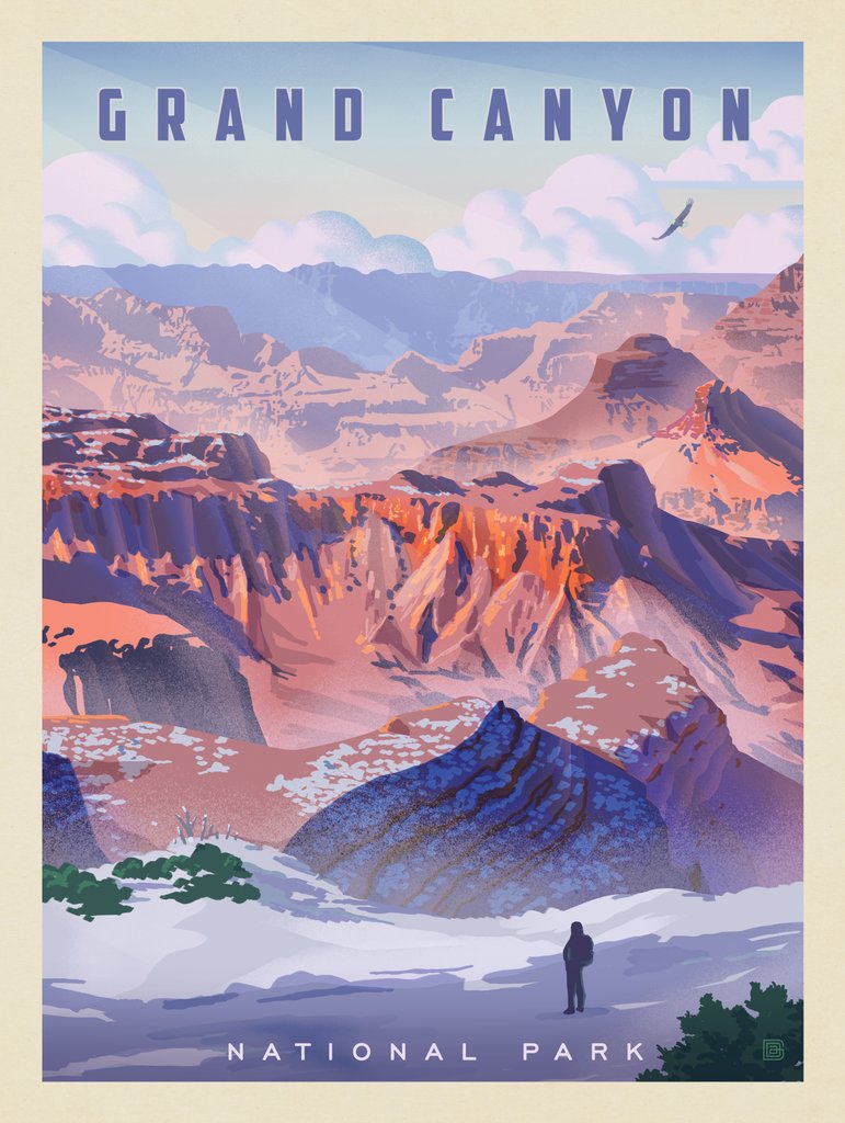Grand Canyon National Park: Winter Wonderland - Metal Sign - Artwork