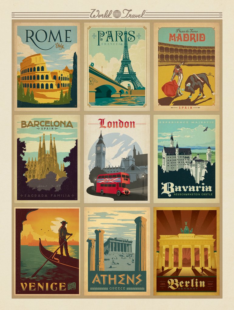 World Travel Multi-Image Print 1 - Notecards - Artwork