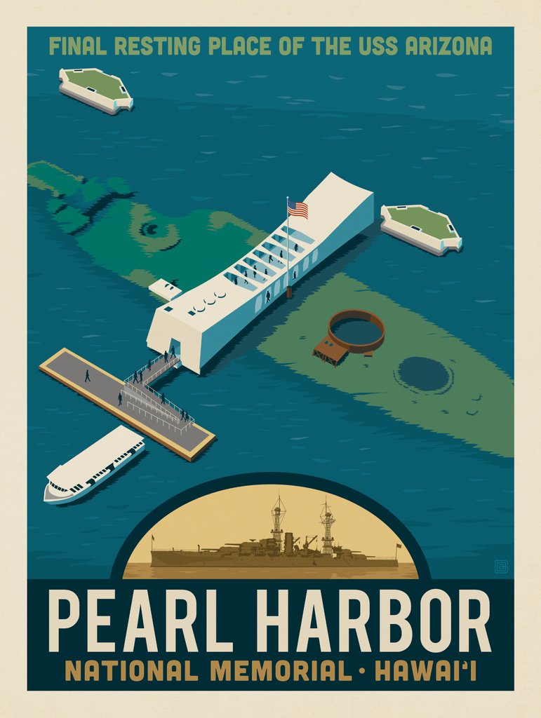 Pearl Harbor National Memorial, Hawai'i - Notecards - Artwork