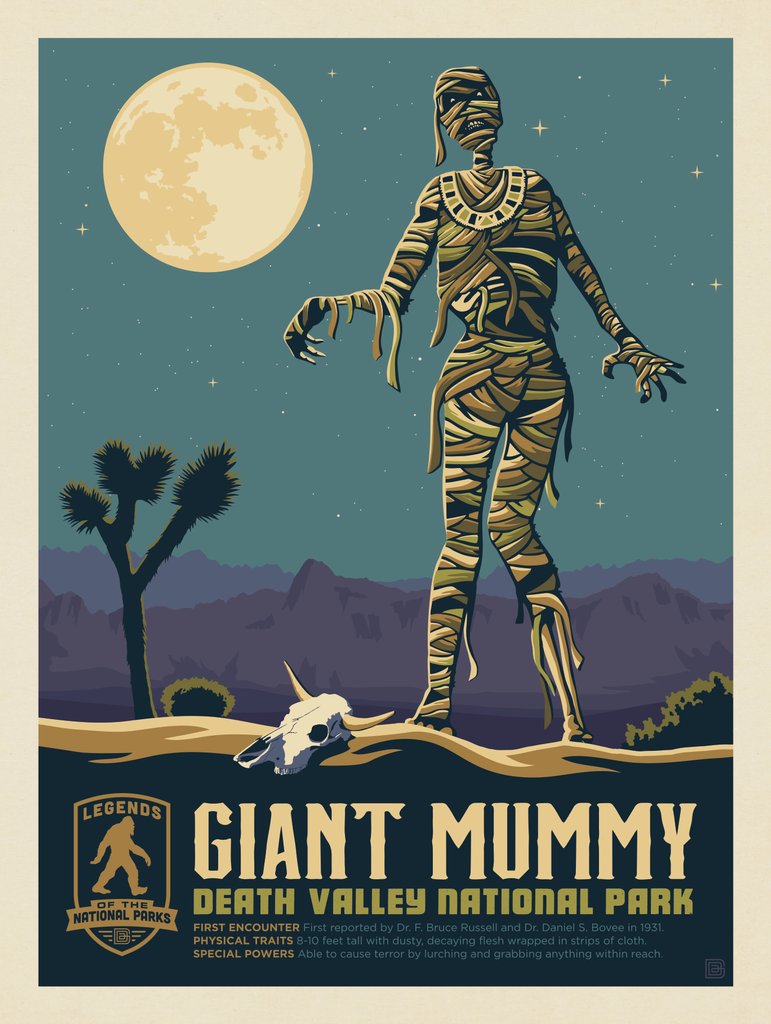 Legends Of The National Parks: Death Valley's Giant Mummy - Notecards - Artwork