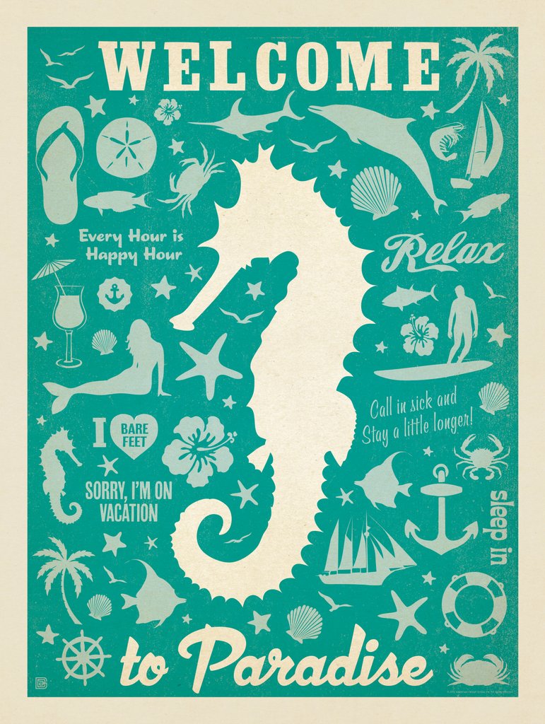 Seahorse Pattern Print - Notecards - Artwork
