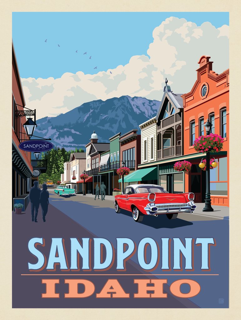Sandpoint, Idaho - Metal Sign - Artwork