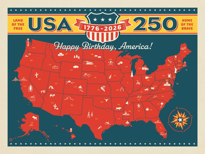 250th Anniversary USA: Commemorative Map - Art Print