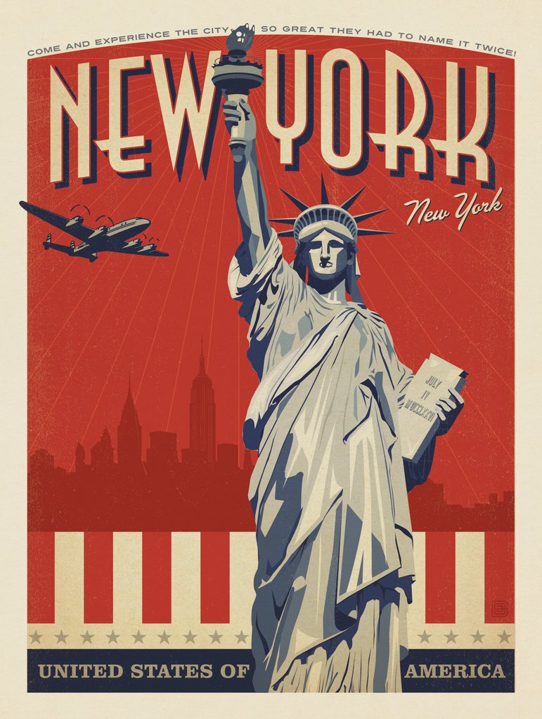 USA: New York City (WT) - Metal Sign - Artwork