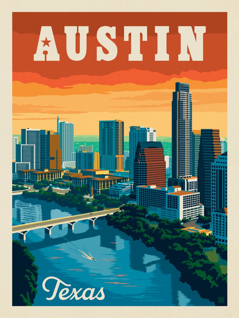 Austin, Texas: Skyline - Art Print - Artwork