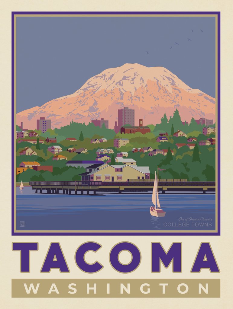 American College Towns: Tacoma, WA - Notecards - Artwork